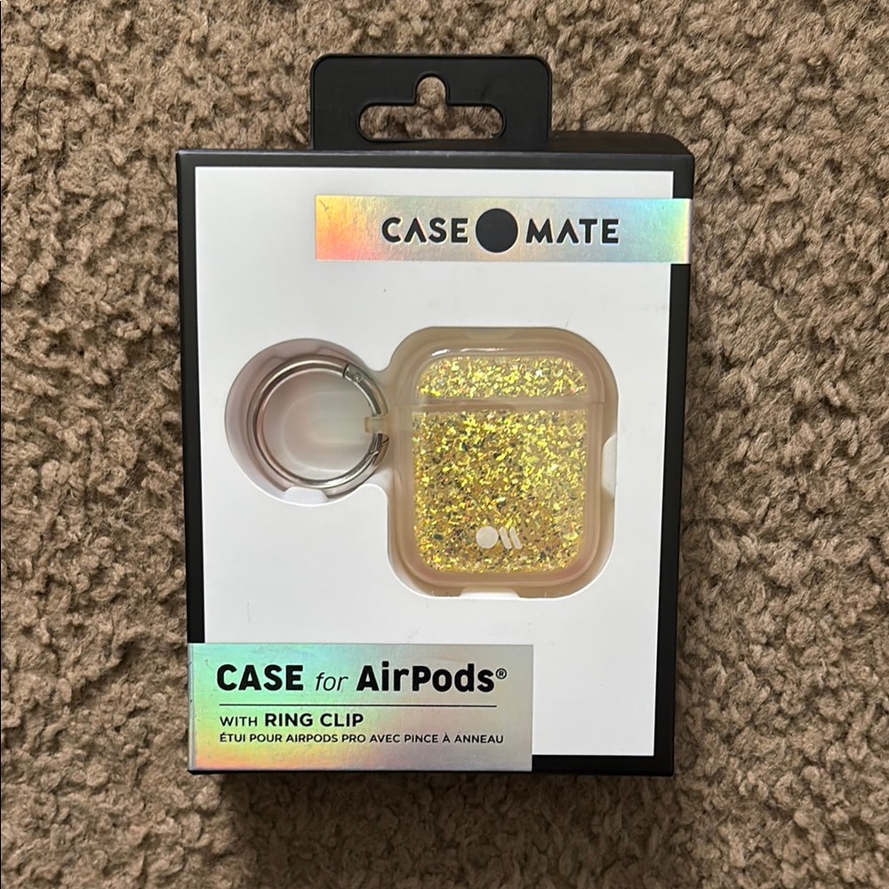 Case-Mate Gold Glitter AirPods Case with Ring Clip